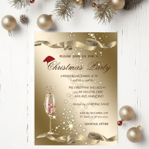 Convites Elegante, Chapéu de Papai Noel, Festa de Natal com