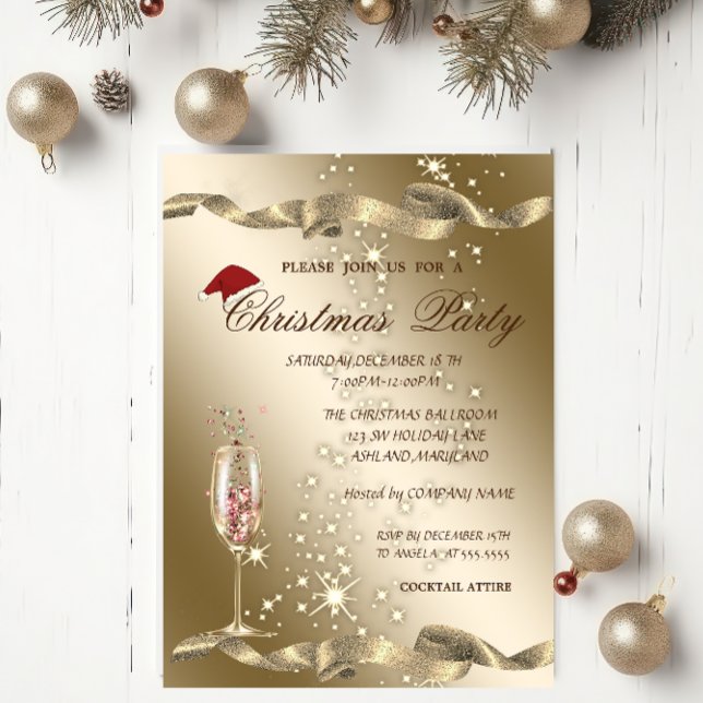Convites Elegante, Chapéu de Papai Noel, Festa de Natal com (Criador carregado)