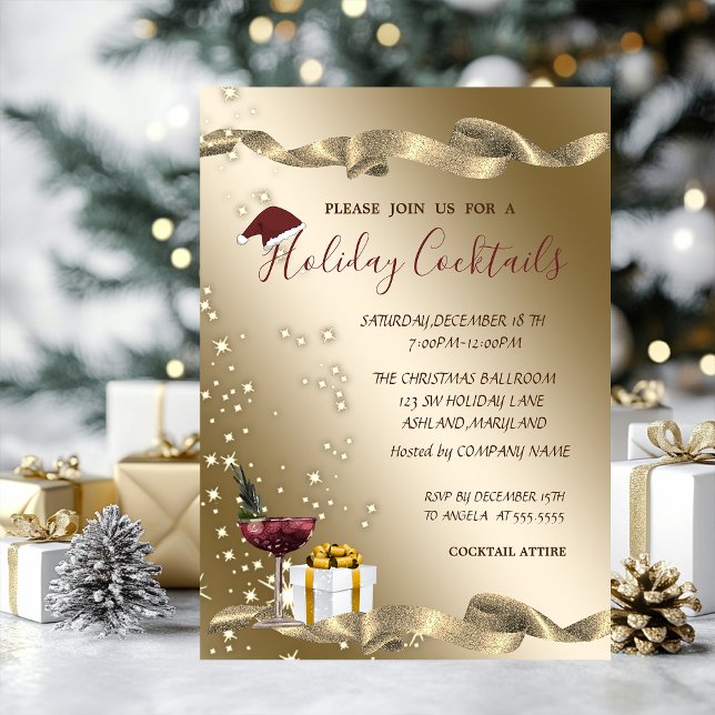 Convites Elegante,Chapéu de Papai Noel,Natal de Cocktail (Criador carregado)