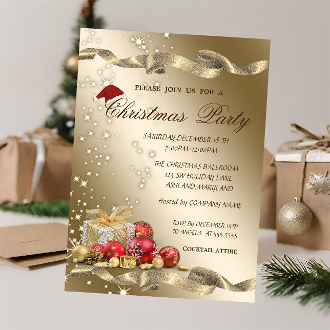 Convites Elegante, Chapéu de Papai Noel, Presentes Festa de (Criador carregado)