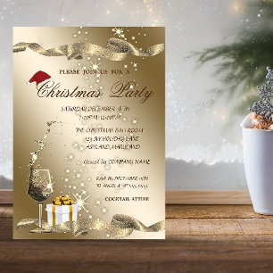 Convites Elegante,Chapéu de Papai Noel,Vidro,Festa de Natal