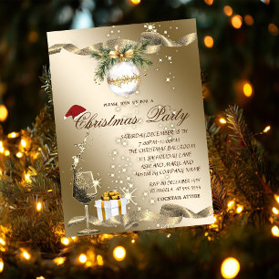 Convites Elegante,Chapéu Santa,Vidro,Natal Corporativo Ball