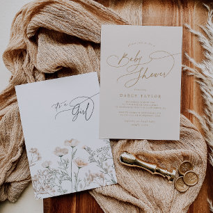 Convites Elegante Charm Ivory Wildflower Chá de fraldas
