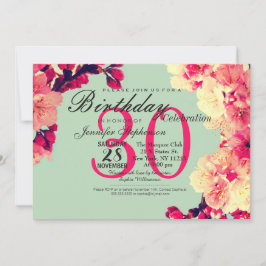 Convites Elegante Cherry Blossoms em Teal Russo