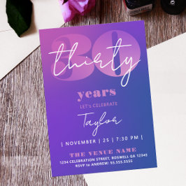 Convites Elegante Chic Azul Roxo Rosa 30º Quinquagésimo Omb
