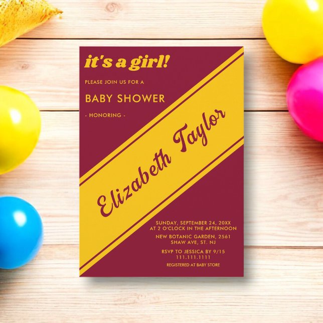 Convites Elegante Chic Burgundy E Dourado Chá de fraldas De (Criador carregado)