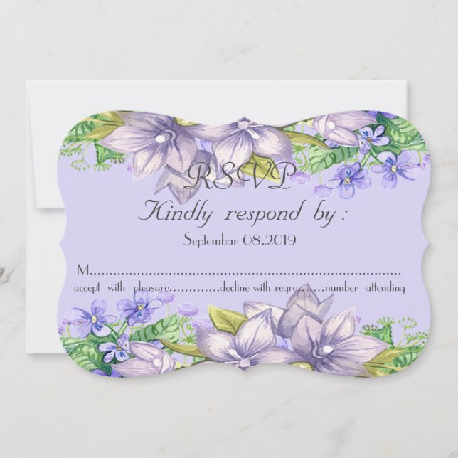 Convites Elegante Chic Florais  RSVP aquarela (Frente)