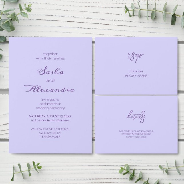 Convites Elegante Chic Lilás Roxo (Criador carregado)