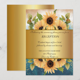 Convites Elegante Chic Ouro, Recepção de Casamento com Gira