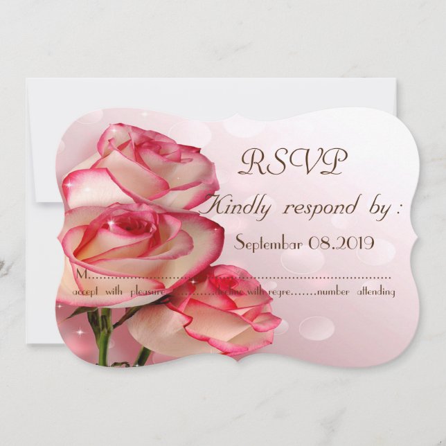 Convites Elegante Chic  Rosas RSVP (Frente)