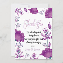 Elegante chic Watercolor Purple Royal obrigado voc