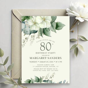 Convites Elegante chique feminino floral 80º aniversário