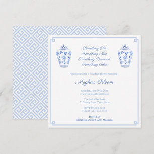 Convites Elegante Chuveiro de Noiva Aquarela Azul
