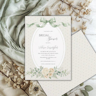 Convites Elegante Chuveiro de Noiva Floral em Verde Sálvia