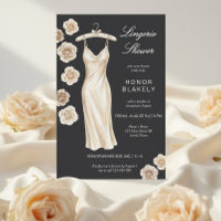 Elegante Chuveiro de Roupa Íntima de Seda Carvão e