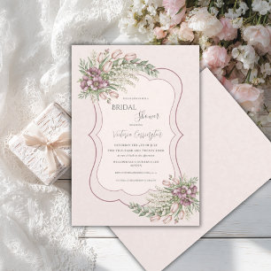 Convites Elegante Chuveiro Nupcial Floral Rosa Borgonha