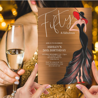 Convites Elegante Cinquenta e Fabuloso 50º aniversário