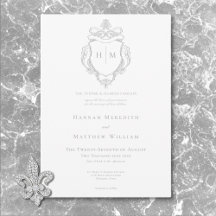 Elegante Cinza Casamento com Crista e Pássaro em C