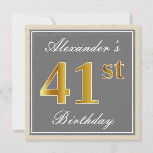 Convites Elegante, Cinza, Faux Dourado 41rua Aniversário + 