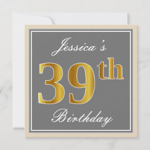 Convites Elegante, cinzento, aniversário do ouro do falso