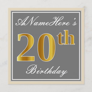 Convites Elegante, cinzento, aniversário do ouro do falso