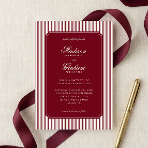 Convites Elegante Clássico Burgundy Listrado