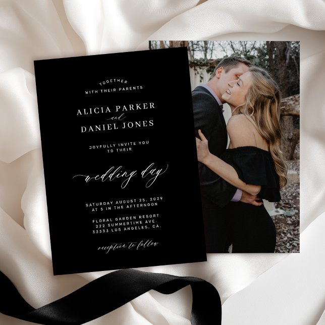Convites Elegante clássico casamento fotográfico personaliz (Criador carregado)
