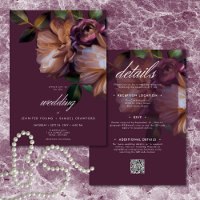 Elegante Clássico Floral Moody Burgundy Dois Lados