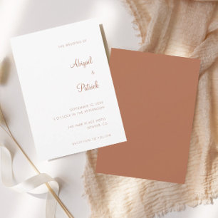 Convites Elegante Clássico Terracota e Branco Casamento