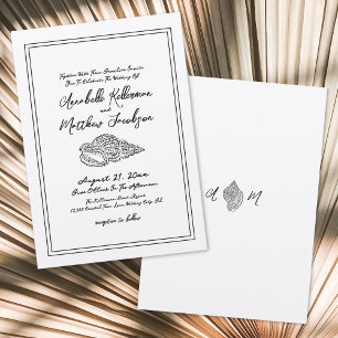 Convites Elegante Clássico Vintage de Conchas Casamento na