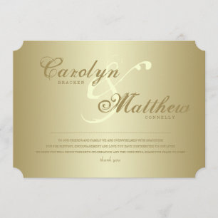 Convites Elegante Classy   Bilhete Dourado   Casamento Obri