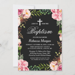 Convites Elegante Classy Floral Bloom | Foto de batismo fem