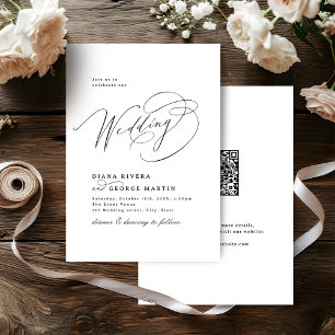 Convites Elegante código QR de casamento com roteiro de red