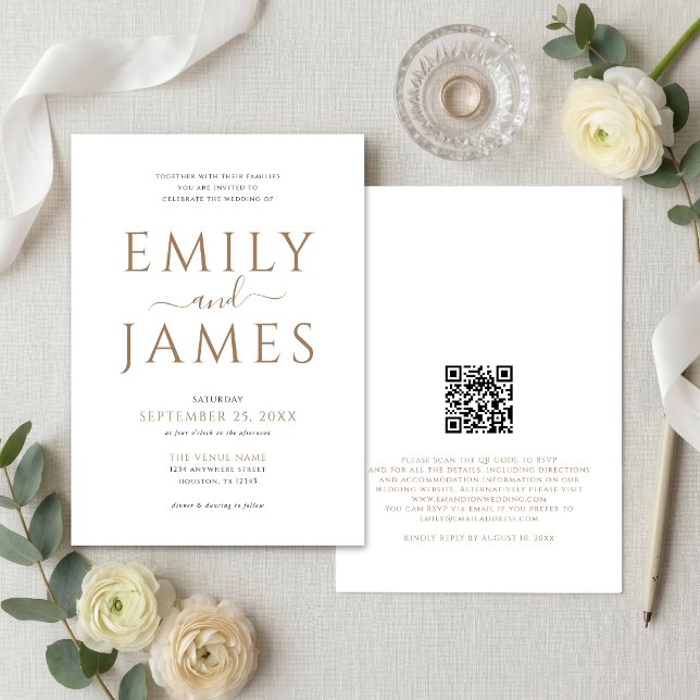 Convites Elegante Código QR de Casamento em Ouro Preto e Br (Criador carregado)