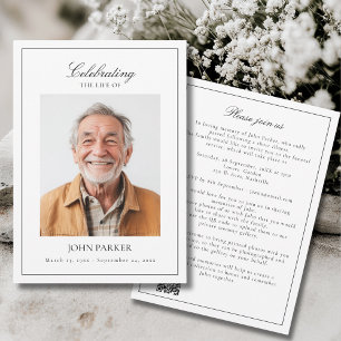 Convites Elegante Código QR de Foto de Funeral de Celebraçã