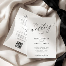 Elegante código QR preto e branco detalhes casamen