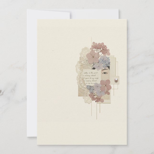 Convites Elegante Colagem Floral & Ukiyoe (Frente)