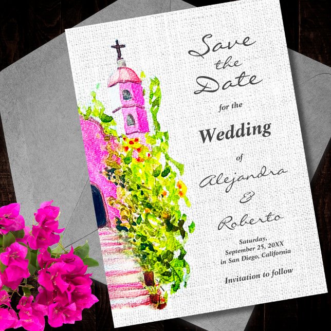 Convites Elegante Colorido Rosa Data de Guarda de Casamento (Criador carregado)