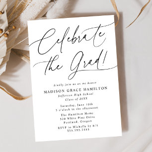 Convites Elegante Comemora a Graduação de Script Preto de F