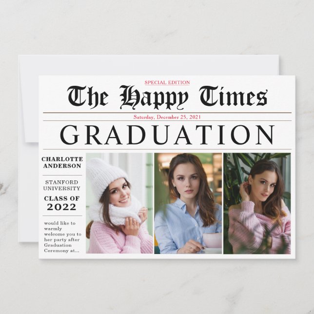 Convites Elegante Compartilhe sua Festa de formatura de fot (Frente)