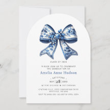 Elegante Coquete Floral Azul com Laço Festa de Gra