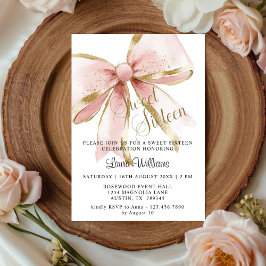 Convites Elegante Coquete Rosa e Arco de Ouro Sweet Sixteen
