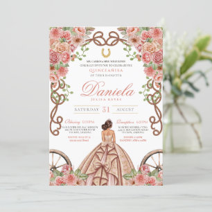 Convites Elegante cor-de-rosa Dourado, ocidental Charra Qui