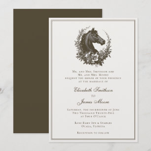 Convites Elegante Coroa de Cavalo Equestre Casamento Equino