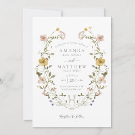 Convites Elegante Coroa Floral Pressionada Vintage Casament