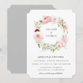 Convites Elegante Coroa Floral Rosa Casamento