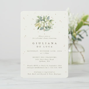 Convites Elegante Cream Snowberry+Eucalyptus Chá de panela