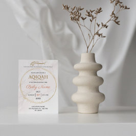 Convites Elegante Creme de Mármore Dourado Menino ou Menina