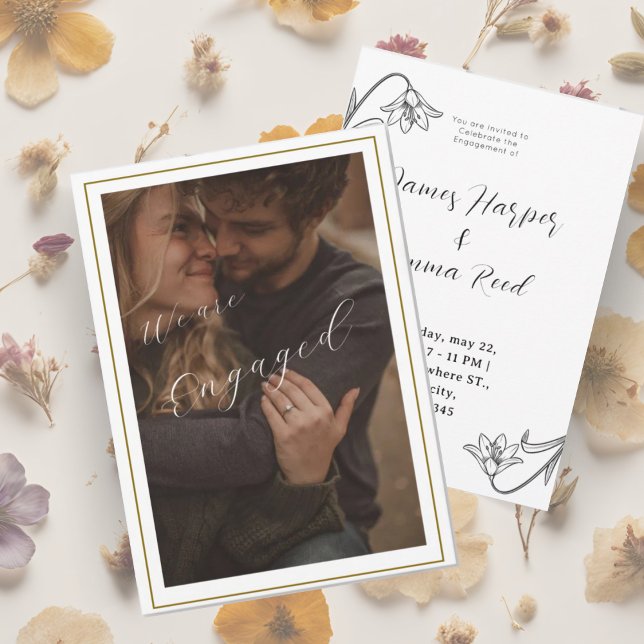 Convites elegante creme moderno floral fotográfico (elegant creamy modern photo floral invitation)