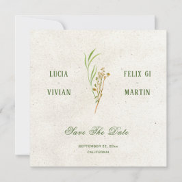 Convites Elegante Creme Neutro Russo Verde Salva A Data